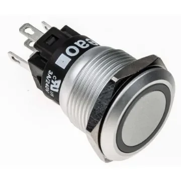 EAO 82 Series Illuminated Push Button Switch, Momentary, Panel Mount, 19mm Cutout, SPDT, Green LED, 240V, IP65, IP67 - 82-5551.1134 product image