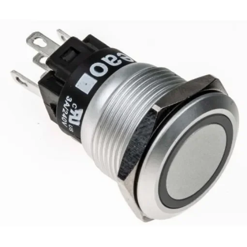 EAO 82 Series Illuminated Push Button Switch, Momentary, Panel Mount, 19mm Cutout, SPDT, Green LED, 240V, IP65, IP67 - 82-5551.1134 product image