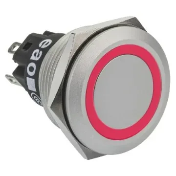EAO 82 Series Illuminated Push Button Switch, Momentary, Panel Mount, 22.3mm Cutout, SPDT, Red LED, 240V, IP65, IP67 - 82-6551.1114 product image