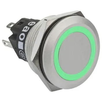 EAO 82 Series Illuminated Push Button Switch, Momentary, Panel Mount, 22.3mm Cutout, SPDT, Green LED, 240V, IP65, IP67 - 82-6551.1136 product image