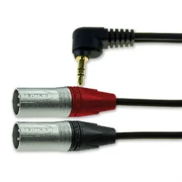 Van Damme Male 3.5mm Stereo Jack to Male 3 Pin XLR x 2  Cable, Black, 3m - 103331700 product image