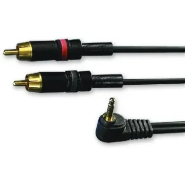 Van Damme Male 3.5mm Stereo Jack to Male RCA x 2 Aux Cable, Black, 3m 103-326-704 product image