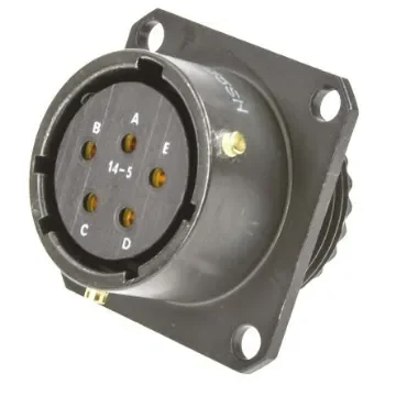 Amphenol Limited, 62GB 5 Way Flange Mount MIL Spec Circular Connector Receptacle, Socket Contacts,Shell Size 14, - 62GB-50T14-05SN product image