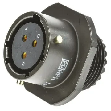 Amphenol Limited, 62GB 3 Way Cable Mount MIL Spec Circular Connector Receptacle, Socket Contacts,Shell Size 12, Bayonet - 62GB-51T12-03SN product image