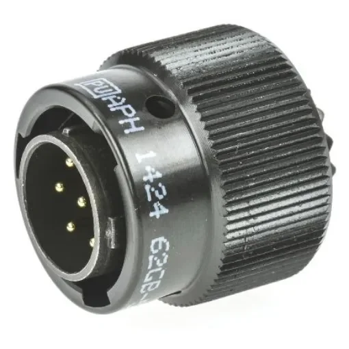 Amphenol Limited, 62GB 7 Way Cable Mount MIL Spec Circular Connector Plug, Pin Contacts,Shell Size 10, Bayonet - 62GB-56TG10-07PN product image