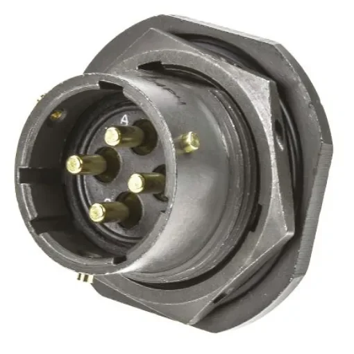 Amphenol Limited, 62GB 4 Way Panel Mount MIL Spec Circular Connector Receptacle, Pin Contacts,Shell Size 14, Bayonet - 62GB-57A14-04PN product image