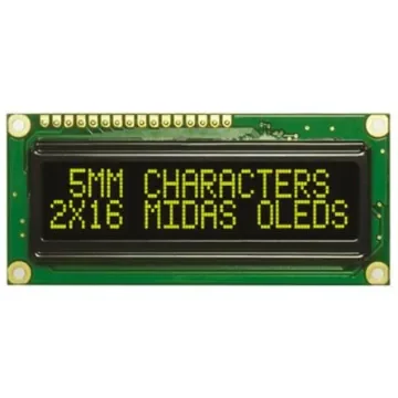 Midas Yellow Passive matrix OLED Display COB Parallel Interface - MCOB21605G1V-EYP product image