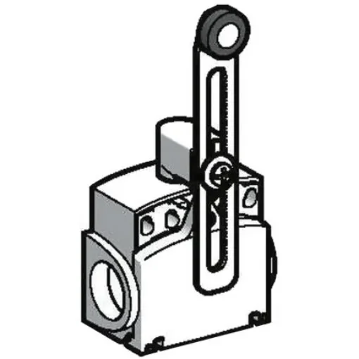 Telemecanique Sensors OsiSense XC Series Roller Lever Limit Switch, NO/NC, IP66, IP67, DPST, Plastic Housing, 240V ac - XCKT2145N12 product image