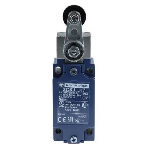Telemecanique Sensors OsiSense XC Series Roller Lever Limit Switch, NO/NC, IP66, DPST, Zamak Zinc Alloy Housing, 500V - XCKJ10511H7 product image