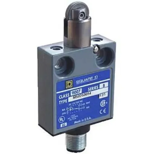 Telemecanique Sensors 9007 Series Roller Plunger Limit Switch, NO/NC, IP67, SPDT, Zamak Zinc Alloy Housing, 125V ac - 9007MS02S0084 product image