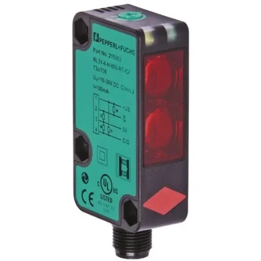 Pepperl + Fuchs Retroreflective Photoelectric Sensor, Block Sensor, 9 m Detection Range - RL31-54/25/73c/136 product image
