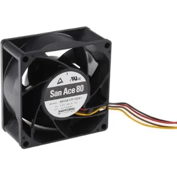 Sanyo Denki San Ace 9HV Series Axial Fan, 12 V dc, DC Operation, 222m³/h, 40.8W, 3.4A Max, 80 x 80 x 38mm - 9HV0812P1G001 product image