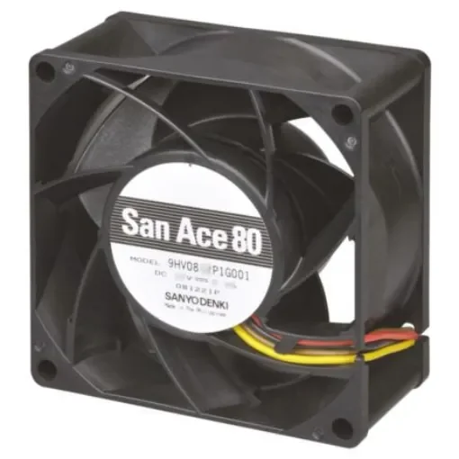Sanyo Denki San Ace 9HV Series Axial Fan, 48 V dc, DC Operation, 222m³/h, 40.8W, 850mA Max, 80 x 80 x 38mm - 9HV0848P1G001 product image