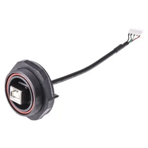 Bulgin Straight, Panel Mount, Socket- Single Port Type B 2.0 IP68 USB Connector - PX0849/B product image