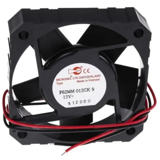 Micronel F62MM-9 Series Axial Fan, 12 V dc, DC Operation, 22m³/h, 1.08W, 90mA Max, 62 x 62 x 15mm - F62MM-012GK-9 product image