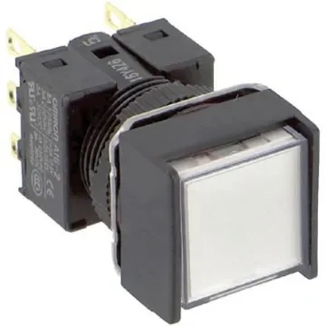 Omron A16 Series Illuminated Push Button, Panel Mount, 16mm Cutout, DPDT, IP65 - A165L-AWM-24D-2 product image