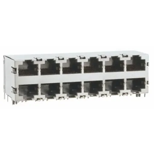 TE Connectivity 5569263 Series Female RJ45 Connector, PCB Mount, Cat5 Right Angle 12 Port 8 -Way - 5569263-1 product image