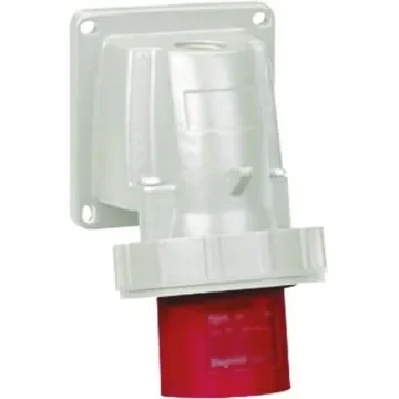 Legrand, P17 Tempra Pro IP66, IP67 Red Wall Mount 3P + E Right Angle Industrial Power Socket, Rated At 16A, 415 V - 0 568 07 product image
