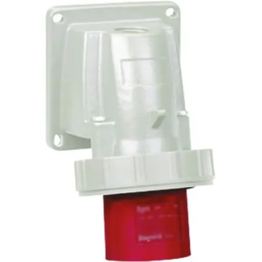 Legrand, P17 Tempra Pro IP66, IP67 Red Wall Mount 3P + E Right Angle Industrial Power Socket, Rated At 16A, 415 V - 0 568 07 product image