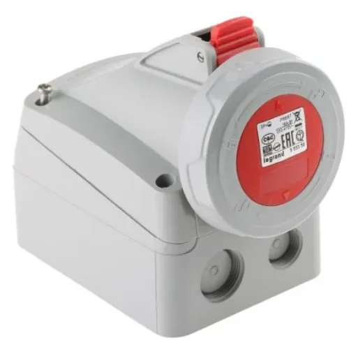 Legrand, P17 Tempra Pro IP66, IP67 Red Wall Mount 3P + E Industrial Power Socket, Rated At 16A, 415 V - 5 553 58 product image