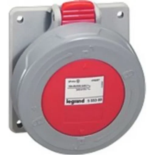 Legrand, P17 Tempra Pro IP66, IP67 Red Panel Mount 3P + E Industrial Power Socket, Rated At 16A, 415 V - 5 553 88 product image