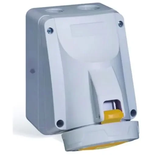 Legrand, P17 Tempra Pro IP66, IP67 Yellow Wall Mount 2P + E Industrial Power Socket, Rated At 32A, 110 V - 5 554 51 product image