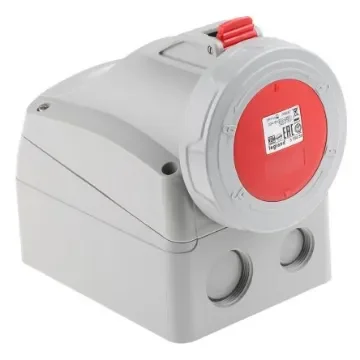 Legrand, P17 Tempra Pro IP66, IP67 Red Wall Mount 3P + N + E Industrial Power Socket, Rated At 32A, 415 V - 5 554 59 product image