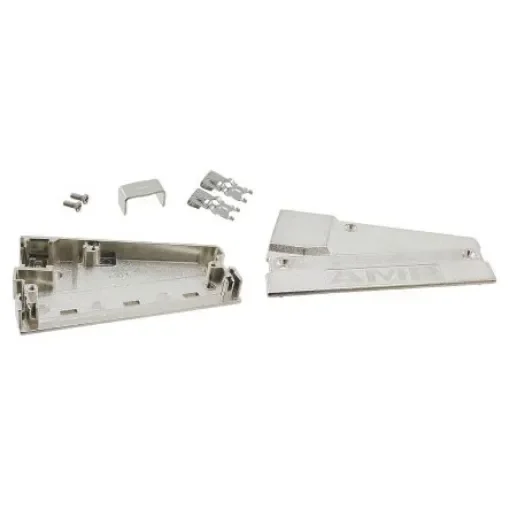 TE Connectivity AMPLIMITE .050 Series Zinc Right Angle D Sub Backshell, 100 Way, Strain Relief - 5749206-1 product image