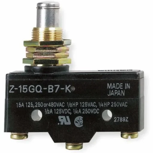 Omron Z Series Plunger Limit Switch, NO/NC, IP00, SPDT, Thermosetting Resin Housing, 500V ac Max, 15A Max - Z-15GQ-B7-K product image