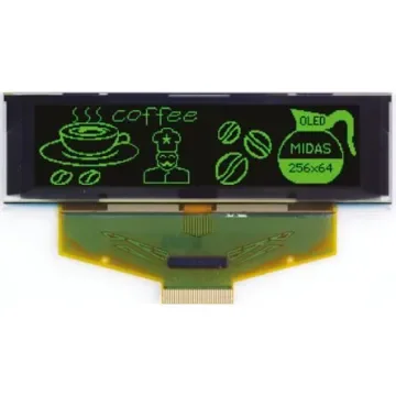 Midas 3.12in Green Passive matrix OLED Display 256 x 64pixels TAB Multi Interface - MCOT256064BA-GM product image