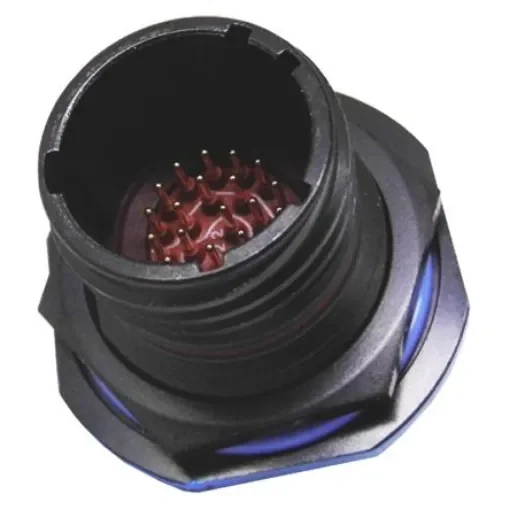 Amphenol Limited, TV, Copper Alloy 6 Way Panel Mount MIL Spec Circular Connector ReceptacleBlack, Pin Contacts,Shell - TV07ZN-09-35PN product image