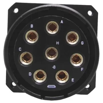 Amphenol Limited, TV, Copper Alloy 6 Way Wall Mount MIL Spec Circular Connector ReceptacleBlack, Socket Contacts,Shell - TVP00ZN-09-35SN product image