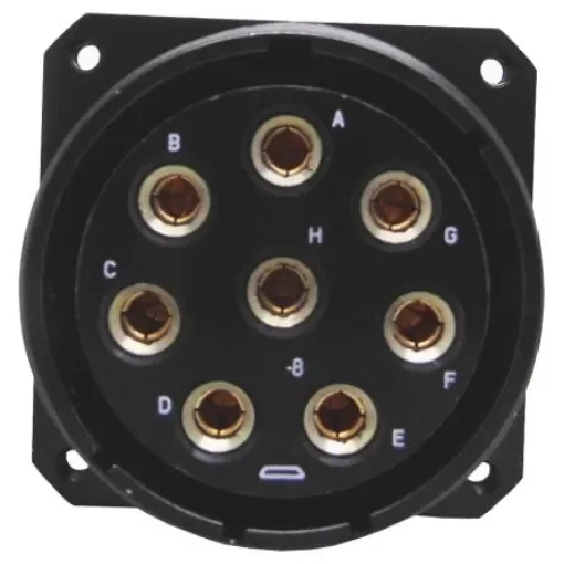 Amphenol Limited, TV, Copper Alloy 6 Way Wall Mount MIL Spec Circular Connector ReceptacleBlack, Socket Contacts,Shell - TVP00ZN-09-35SN product image
