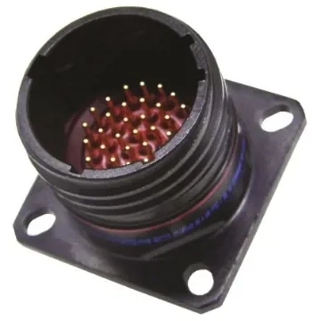 Amphenol Limited, TV, Copper Alloy 3 Way Wall Mount MIL Spec Circular Connector ReceptacleBlack, Pin Contacts,Shell - TVP00ZN-09-98PN product image