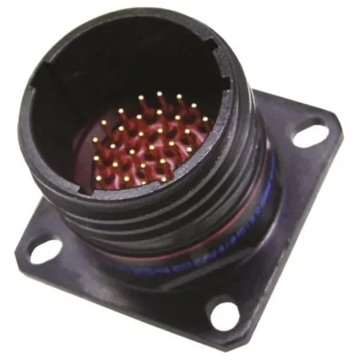 Amphenol Limited, TV, Copper Alloy 3 Way Wall Mount MIL Spec Circular Connector ReceptacleBlack, Pin Contacts,Shell - TVP00ZN-09-98PN product image