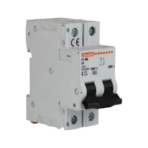 Lovato ModuLo P1MB MCB, 1+N, 4A Curve C, 230V AC, 60V DC, 6 kA Breaking Capacity - P1MB1NC04 product image