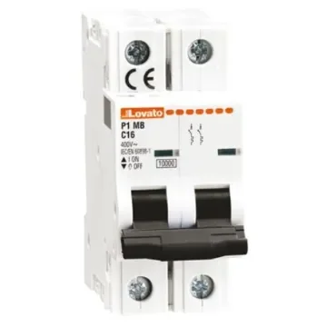 Lovato ModuLo P1MB MCB, 2P, 25A Curve B, 230V AC, 80V DC, 10 kA Breaking Capacity - P1MB2PB25 product image