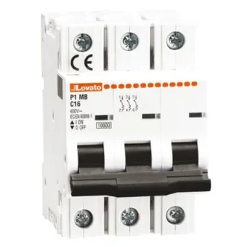 Lovato ModuLo P1MB MCB, 3P, 20A Curve B, 230V AC, 10 kA Breaking Capacity - P1MB3PB20 product image