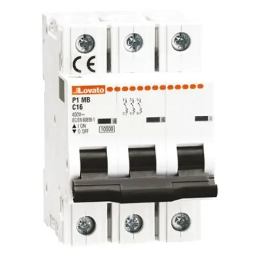 Lovato ModuLo P1MB MCB, 3P, 20A Curve B, 230V AC, 10 kA Breaking Capacity - P1MB3PB20 product image