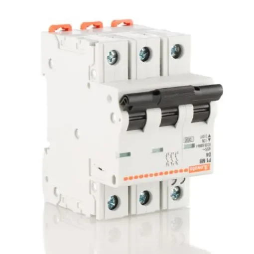 Lovato ModuLo P1MB MCB, 3P, 4A Curve D, 230V AC, 10 kA Breaking Capacity - P1MB3PD04 product image