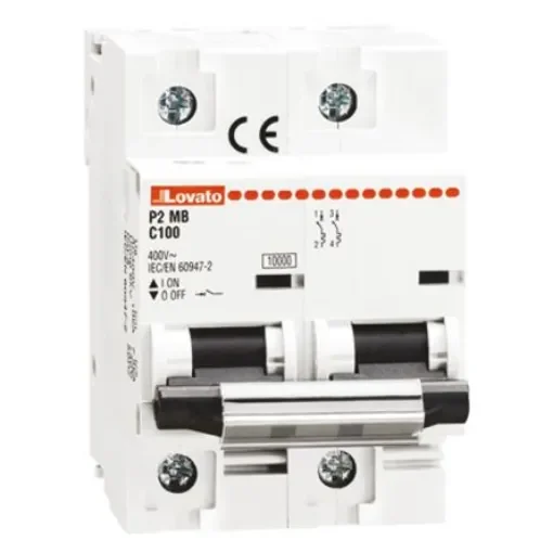 Lovato ModuLo P2MB MCB, 2P, 125A Curve C, 230V AC, 60V DC, 10 kA Breaking Capacity - P2MB2PC125 product image