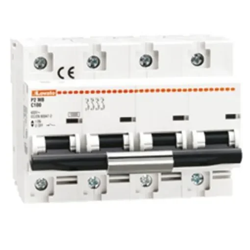 Lovato ModuLo P2MB MCB, 4P, 125A Curve C, 230V AC, 60V DC, 10 kA Breaking Capacity - P2MB4PC125 product image