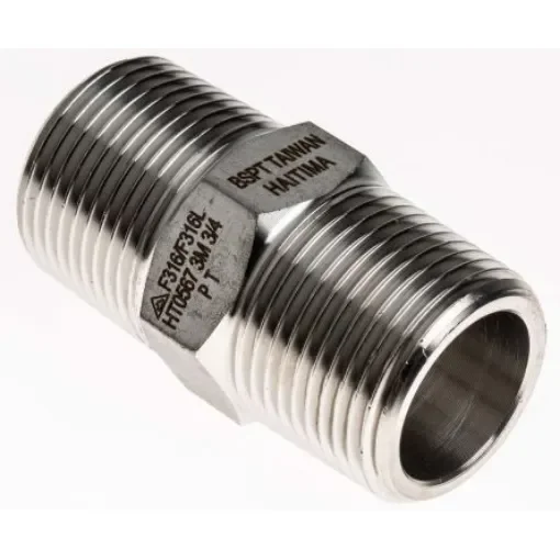 RS PRO Stainless Steel Pipe Fitting, Straight Hexagon Nipple Joint, Male R 3/4in x Male R 3/4in - 8267056 product image