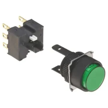 Omron A16 Series Push Button, Panel Mount, 16mm Cutout, DPDT, IP66 - A165-TGM-2 product image
