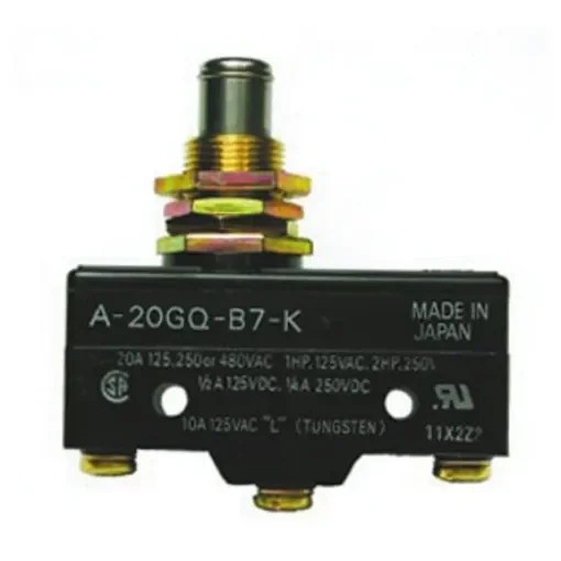 Omron Plunger Limit Switch, NO/NC, IP00, SPDT, 500V ac Max, 20A Max - A-20GQ-B7-K product image