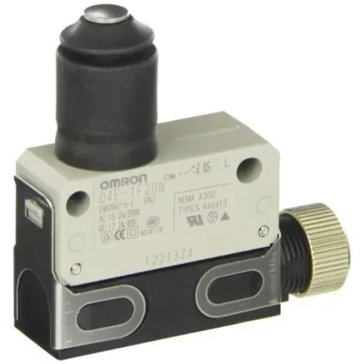 Omron Plunger Limit Switch, NO/NC, IP67, SPDT, 250V ac Max, 5A Max - D4E-1F20N product image