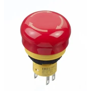Idec X6 Series Twist Release Emergency Stop Push Button, Panel Mount, 16mm Cutout, 2NC, IP65 - AB6E-3BV02PTRM product image
