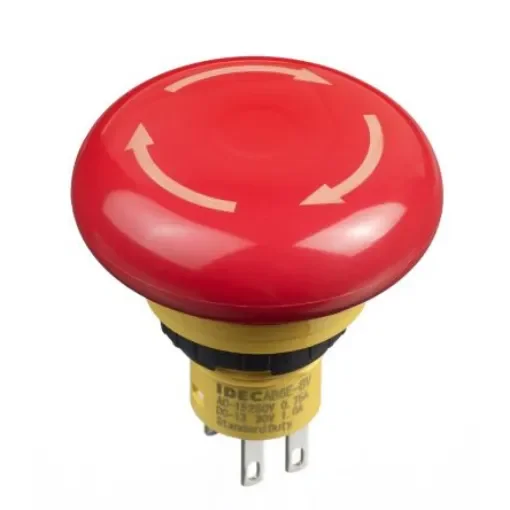 Idec X6 Series Twist Release Emergency Stop Push Button, Panel Mount, 16mm Cutout, 2NC, IP65 - AB6E-4BV02PTRM product image