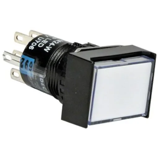 Idec Illuminated Push Button Switch, Latching, Panel Mount, DPDT, White LED, 250V, IP40 - AL6H-A24-W product image