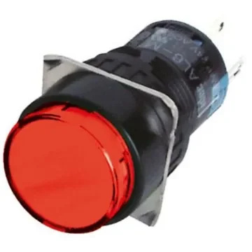 Idec Illuminated Push Button Switch, Latching, Panel Mount, 16.2mm Cutout, DPDT, Red LED, 250V, IP65 - AL6M-A23P-R product image